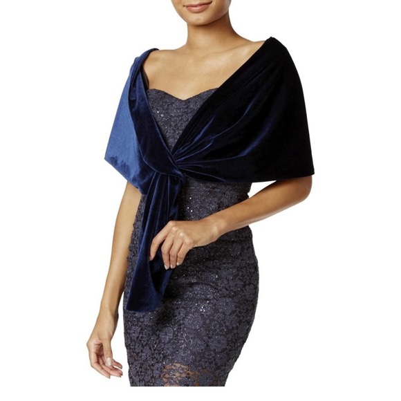 SLNY Accessories - SLNY BLUE VELVET Shawl/Wrap NWT